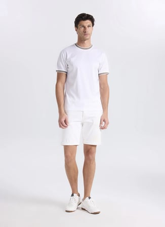 Gmg Fırenze Beyaz Erkek Slim Fit Çizgili T-Shirt GU26MSS03011