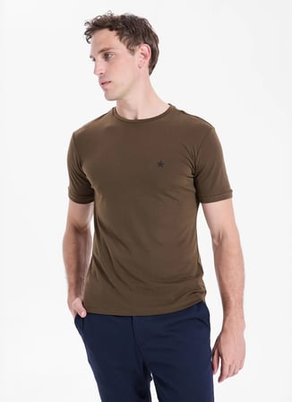 Gmg Fırenze Haki Erkek Slim Fit Yıldız Baskılı T-Shirt GU26MSS03012