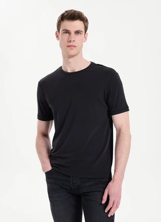 Gmg Fırenze Siyah Erkek Slim Fit Logo Baskılı T-Shirt GU26MSS03012