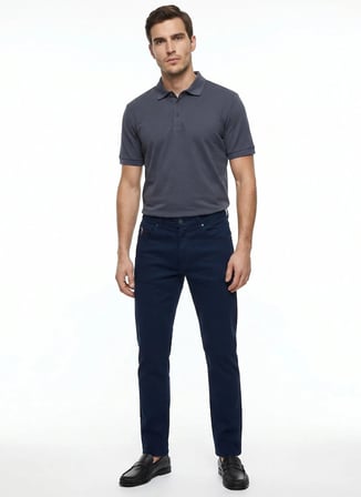 Gmg Fırenze Gri Erkek Slim Fit Polo T-Shirt GU26MSS03004