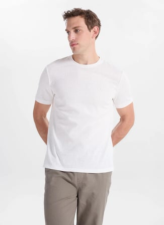 Gmg Fırenze Beyaz Erkek Slim Fit Flamlı T-Shirt GU26MSS03005