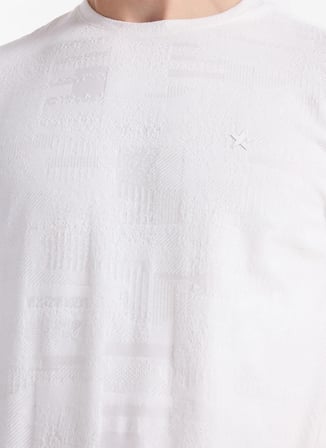 Gmg Fırenze Ekru Erkek Slim Fit Geometrik Desen T-Shirt GU26MSS03006
