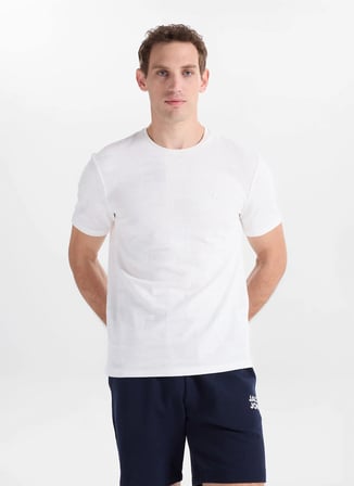 Gmg Fırenze Ekru Erkek Slim Fit Geometrik Desen T-Shirt GU26MSS03006