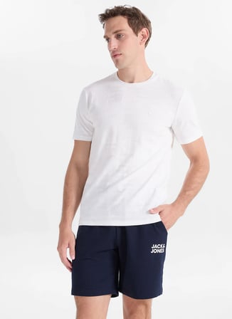 Gmg Fırenze Ekru Erkek Slim Fit Geometrik Desen T-Shirt GU26MSS03006