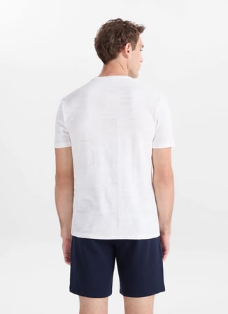Gmg Fırenze Ekru Erkek Slim Fit Geometrik Desen T-Shirt GU26MSS03006
