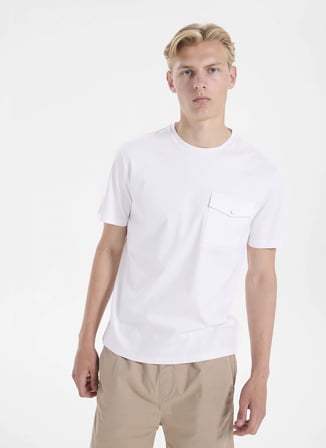 Beyaz Erkek %100 Pamuk Regular Fit T-Shirt GU26MSS03020