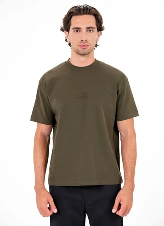 Gmg Fırenze Haki Erkek Bisiklet Yaka Regular Fit Yazı Baskılı T-Shirt GU26MSS03055