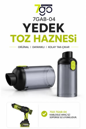 7GO 7GAB-04 Araç İçi Süpürge Yedek Toz Haznesi – Orijinal Uyumlu, Kolay Tak-Çıkar, Şeffaf Hazne