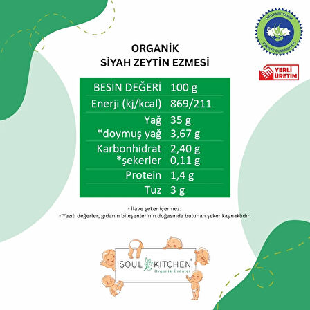 Organik Siyah Zeytin Ezmesi 180 g