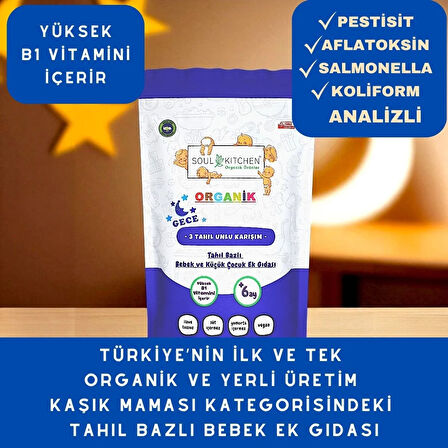 Organik 3 Tahıllı Gece Maması Tahıl Bazlı Bebek Ek Gıdası B1 VİTAMİNLİ 250 g