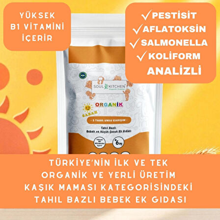 Organik 5 Tahıllı Sabah Maması Tahıl Bazlı Bebek Ek Gıdası B1 VİTAMİNLİ 250gr