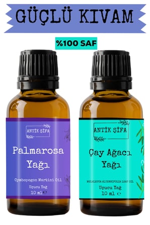 palmarosa yağı ve çay ağacı uçucu yağı (10ml+10 ml) -  çay ağacı palmarossa yağı