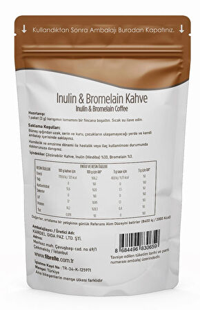 Fibrelle İnülin-Bromelain Kahve Detox 60 Adet 3gr Saşe 180g 