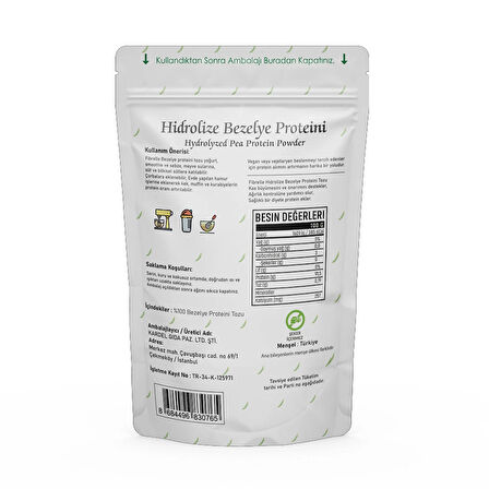 Fibrelle Hidrolize Bezelye Proteini 100g