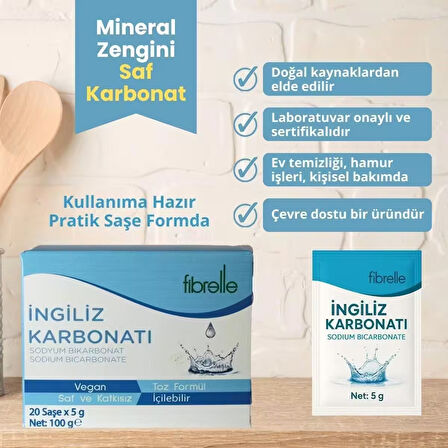 Fibrelle Sodyum Bikarbonat ( İngiliz Karbonatı )  Saşe  ( 1 Saşe = 5 g )
