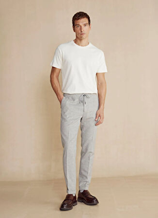 Brooks Brothers Normal Bel Duble Paça Standart Gri Erkek Pantolon BBFW24MPT015
