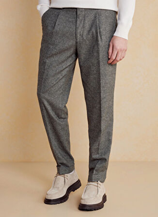 Brooks Brothers Normal Bel Duble Paça Standart Antrasit Erkek Pantolon BBFW24MPT012