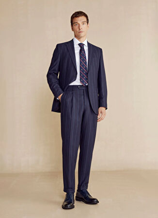 Brooks Brothers Normal Bel Slim Fit Lacivert Melanj Erkek Takım Elbise BBFW24MSU005