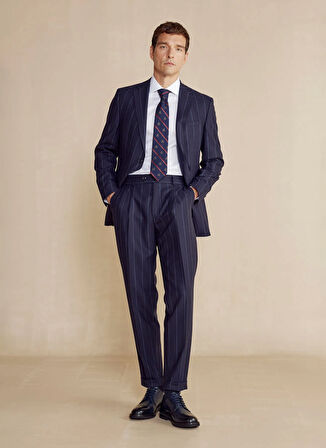 Brooks Brothers Normal Bel Slim Fit Lacivert Melanj Erkek Takım Elbise BBFW24MSU005