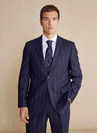 Brooks Brothers Normal Bel Slim Fit Lacivert Melanj Erkek Takım Elbise BBFW24MSU005