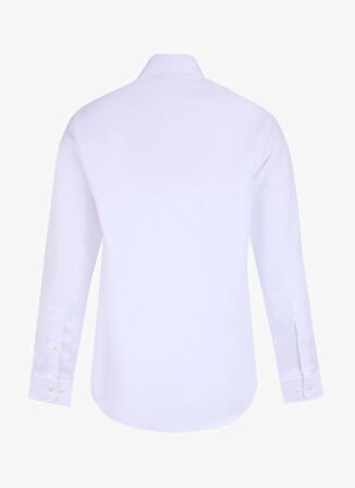 Brooks Brothers Slim Fit Klasik Yaka Balıksırtı Desenli Beyaz Erkek Gömlek BBFW24MSH005