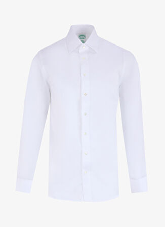 Brooks Brothers Slim Fit Klasik Yaka Beyaz Erkek Gömlek BBFW24MSH007