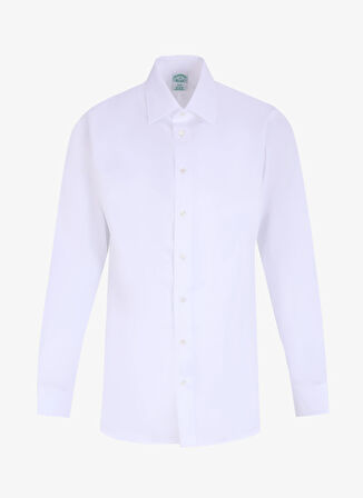Brooks Brothers Slim Fit Klasik Yaka Beyaz Erkek Gömlek BBFW24MSH010