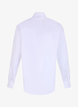 Brooks Brothers Slim Fit Klasik Yaka Balıksırtı Desenli Beyaz Erkek Gömlek BBFW24MSH013
