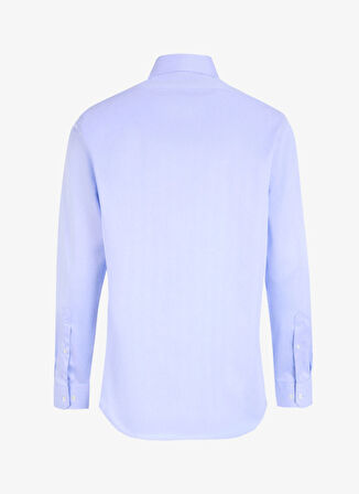 Brooks Brothers Slim Fit Klasik Yaka Balıksırtı Desenli Mavi Erkek Gömlek BBFW24MSH005