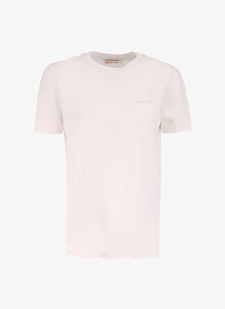 Brooks Brothers Bisiklet Yaka Ekru Kadın T-Shirt BBFW24FTS003