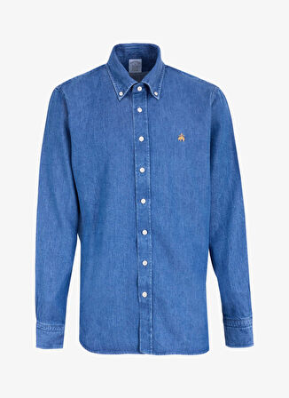 Brooks Brothers Regular Fit Düğmeli Yaka Lacivert Erkek Gömlek BBFW24MDS001