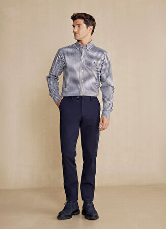 Brooks Brothers Normal Bel Normal Paça Regular Fit Lacivert Erkek Pantolon Uzun Dilli Parça Boya Chino Pantolo