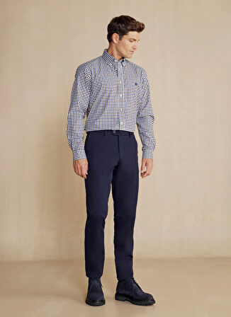 Brooks Brothers Normal Bel Normal Paça Regular Fit Lacivert Erkek Pantolon Uzun Dilli Parça Boya Chino Pantolo