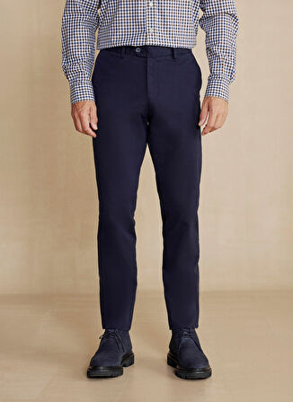 Brooks Brothers Normal Bel Normal Paça Regular Fit Lacivert Erkek Pantolon Uzun Dilli Parça Boya Chino Pantolo