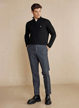 Brooks Brothers Normal Bel Duble Paça Slim Fit Lacivert Erkek Pantolon BBFW24MPT023