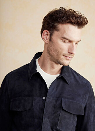 Brooks Brothers Lacivert Erkek Deri Ceket BBSS25MLS001