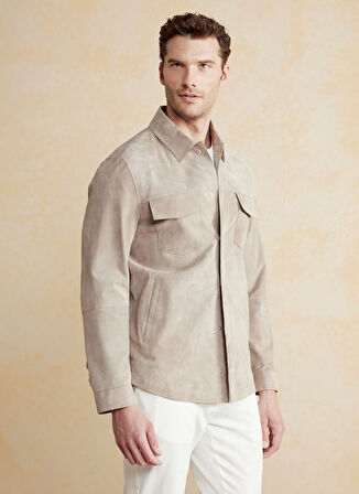 Brooks Brothers Bej Erkek Deri Ceket BBSS25MLS001