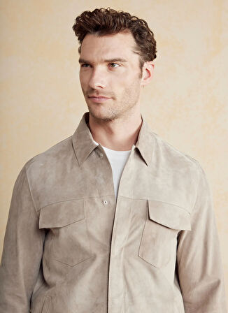 Brooks Brothers Bej Erkek Deri Ceket BBSS25MLS001