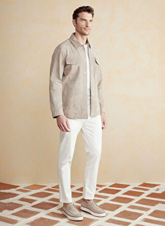 Brooks Brothers Bej Erkek Deri Ceket BBSS25MLS001