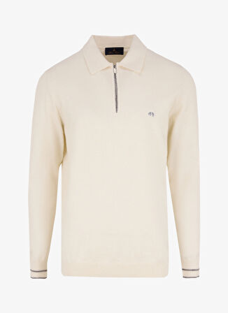 Brooks Brothers Polo Yaka Standart Ekru Erkek Kazak BBFW24MKL025