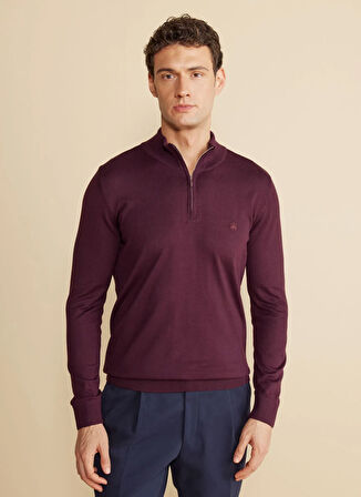 Brooks Brothers Bato Yaka Standart Bordo Erkek Kazak BBFW24MKL026