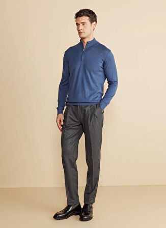 Brooks Brothers Bato Yaka Standart Mavi Melanj Erkek Kazak BBFW24MKL026