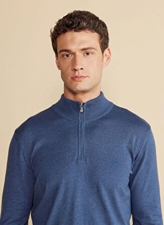 Brooks Brothers Bato Yaka Standart Mavi Melanj Erkek Kazak BBFW24MKL026