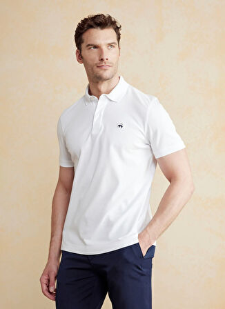 Brooks Brothers Polo Yaka Beyaz Erkek T-Shirt BBSS25MTS010