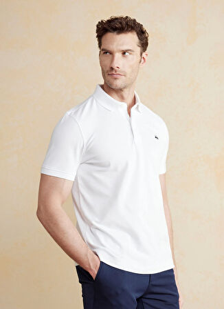 Brooks Brothers Polo Yaka Beyaz Erkek T-Shirt BBSS25MTS010