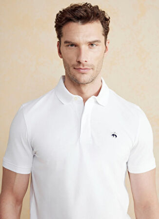 Brooks Brothers Polo Yaka Beyaz Erkek T-Shirt BBSS25MTS010