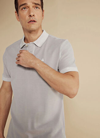 Brooks Brothers Polo Yaka Gri Erkek T-Shirt BBSS25MTS003