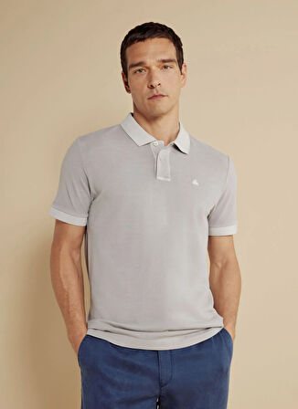 Brooks Brothers Polo Yaka Gri Erkek T-Shirt BBSS25MTS003