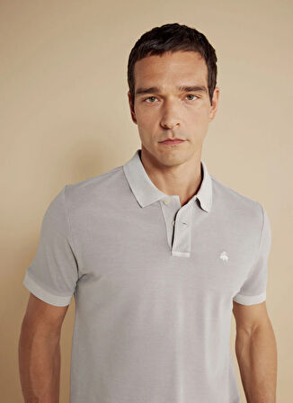 Brooks Brothers Polo Yaka Gri Erkek T-Shirt BBSS25MTS003