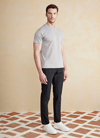 Brooks Brothers Bisiklet Yaka Gri Erkek T-Shirt BBSS25MTS011